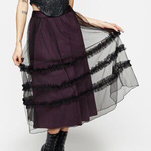 Disturbia Tulle Wanderer Contrast Lining Tiered Midi Skirt
